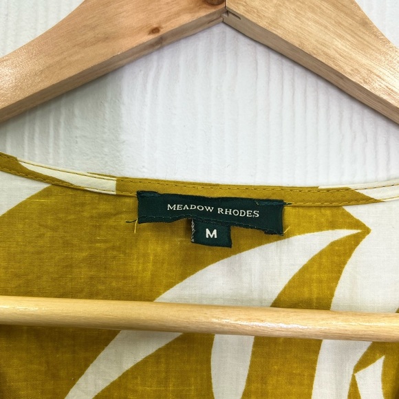 Meadow Rhodes - Mustard And White Fun Pattern V Neck Tiered Maxi Dress Size Med - Picture 7 of 10